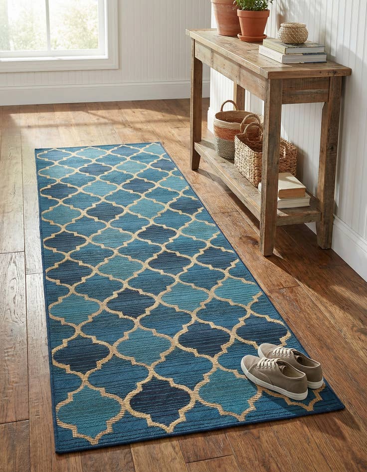 Detail image of 2' 7 x 5' 3  Washable Trellis Indoor / Outdoor Runner Rug