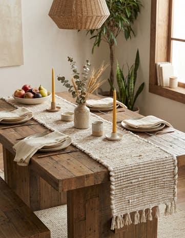 Natural Hand Woven Chindi Jute Table Runner Rug