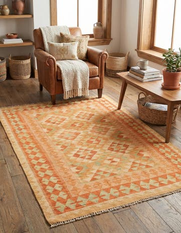 3' 3 x 5' Hand Woven Kilim Waziri Wool Rug