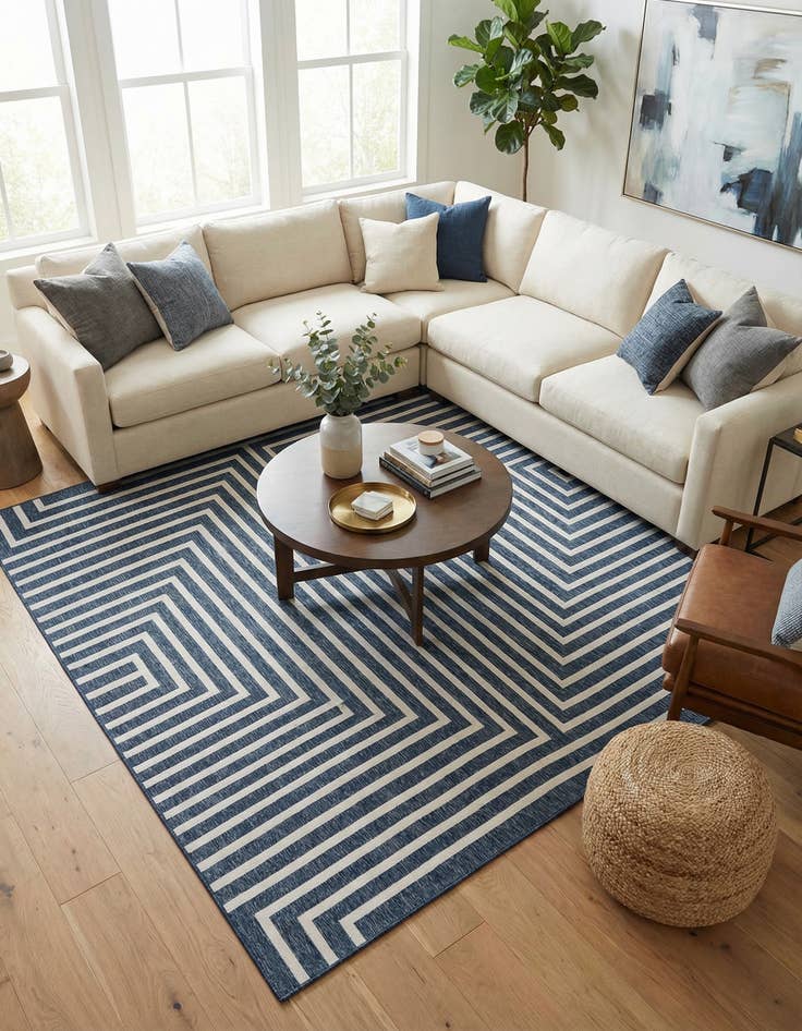 Detail image of 13' x 13' Easy-Clean Modern Indoor / Outdoor Square Rug