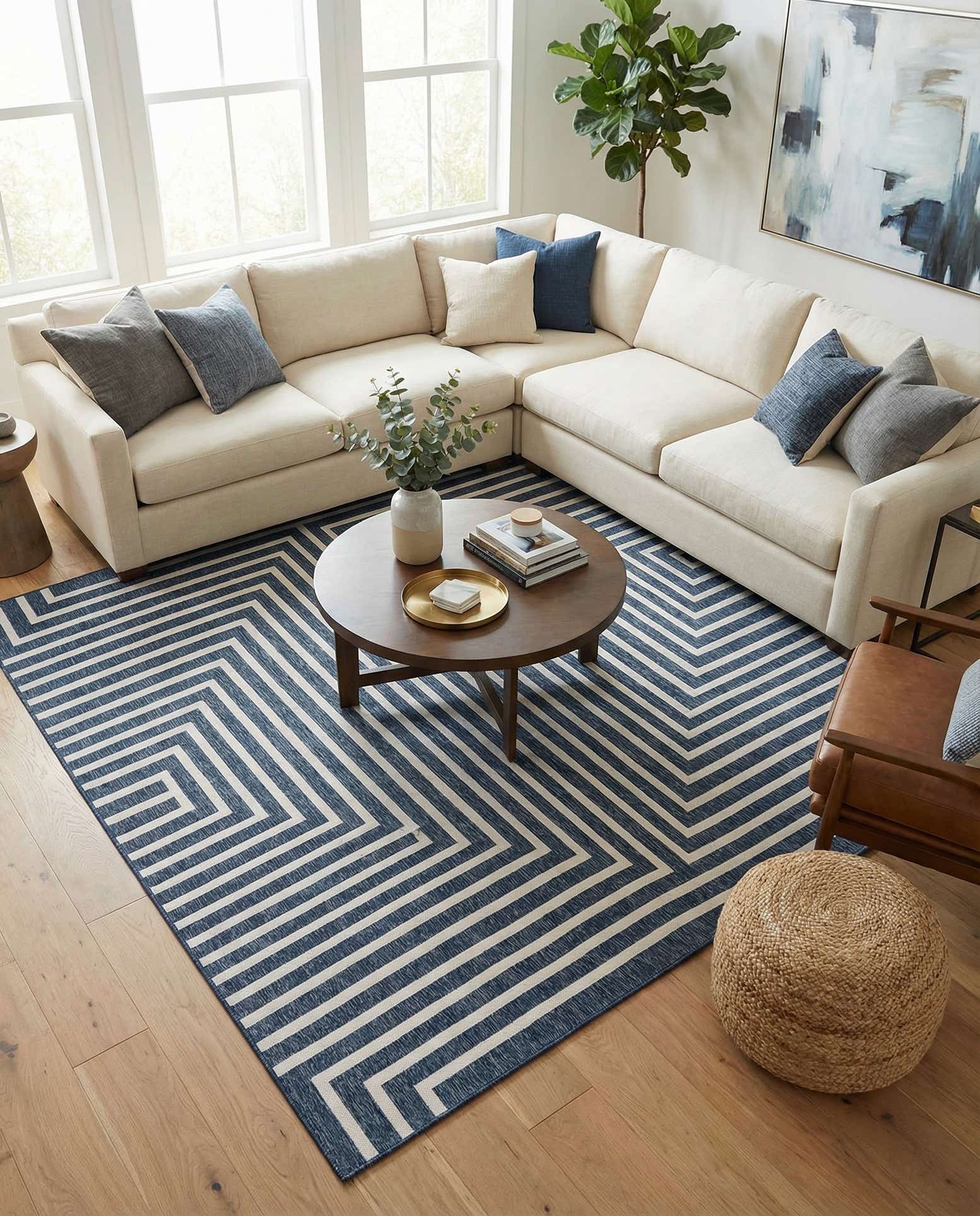 13' x 13' Easy-Clean Modern Indoor / Outdoor Square Rug