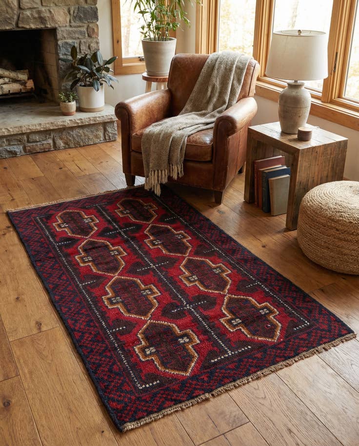 Detail image of 2' 9 x 4' 8 Hand Knotted Balouch Persian Wool Rug