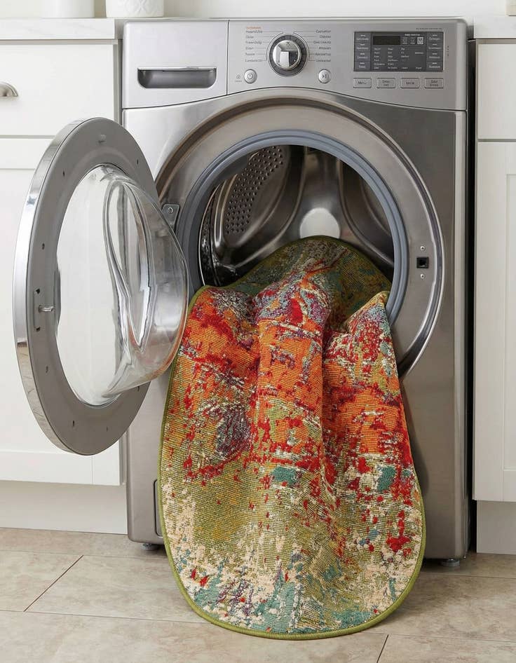 Detail image of 2' 2 x 3'  Washable Modern Indoor / Outdoor Oval Rug