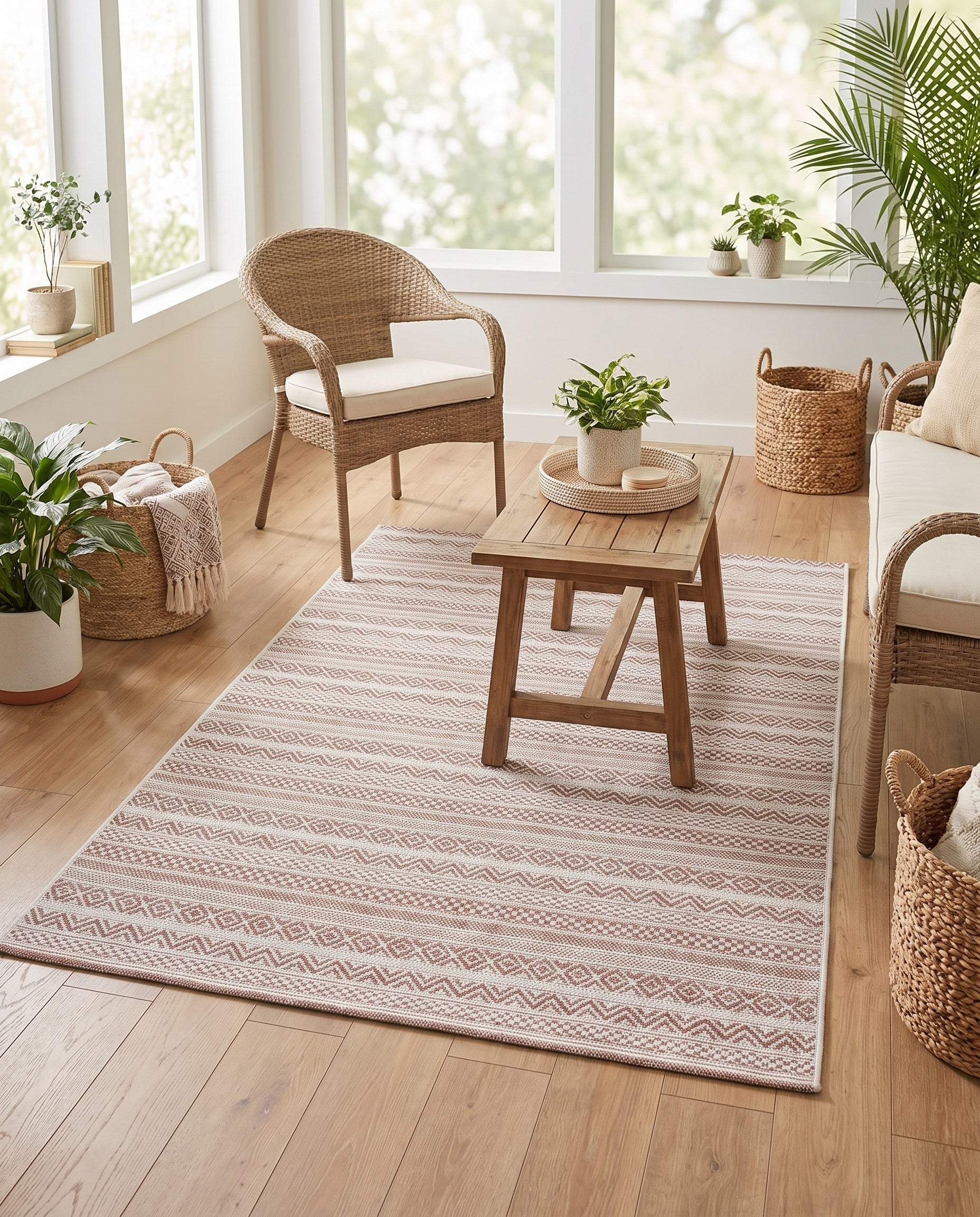 4' x 6' Easy-Clean Ribbon Indoor / Outdoor Rug