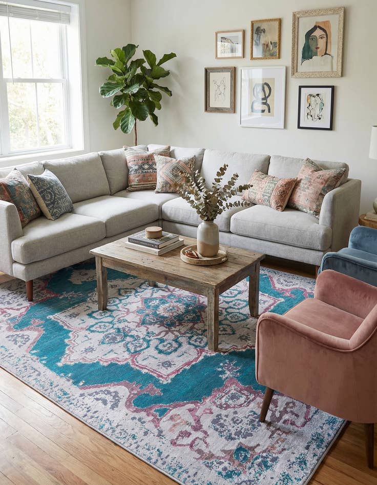 Detail image of  9' 2 x 12'  Washable Francesca Rug