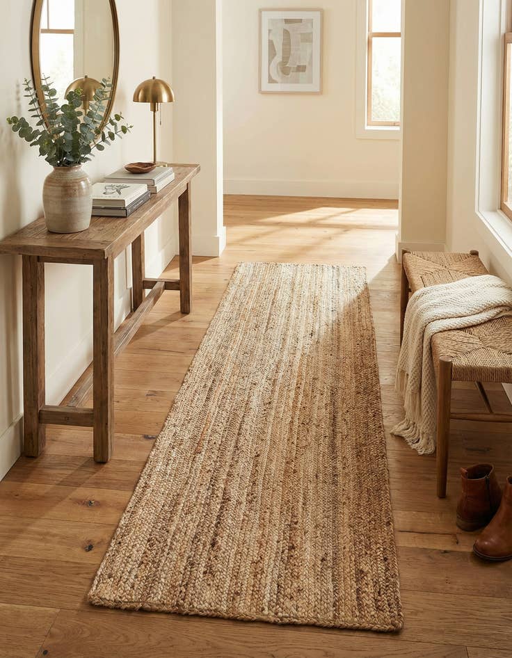 Detail image of  2' 7 x 10'  Hand Braided Jute Runner Rug