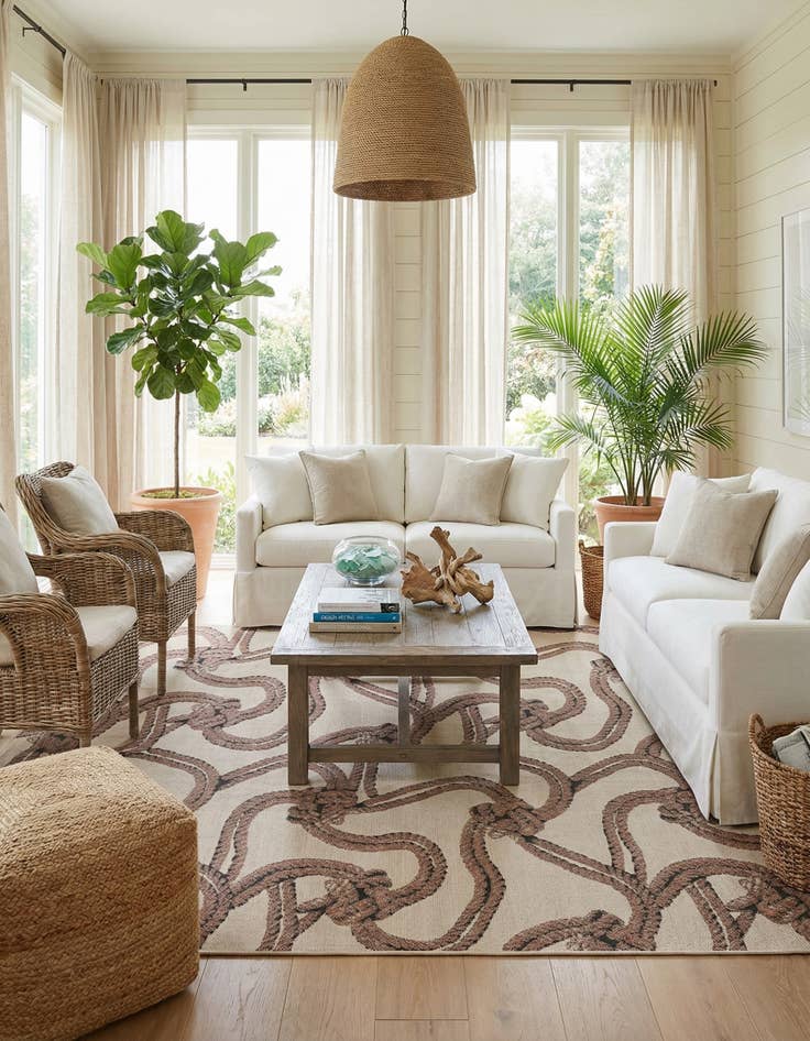 Detail image of 10' x 14'  Washable Coastal Indoor / Outdoor Rug