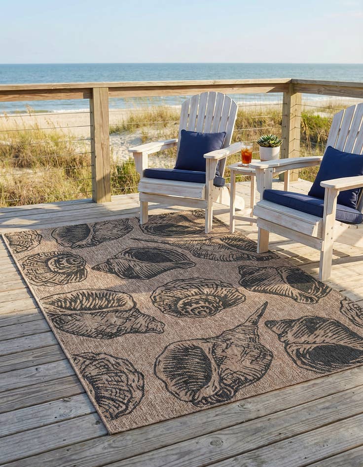 Detail image of  5' 3 x 8'  Washable Coastal Indoor / Outdoor Rug