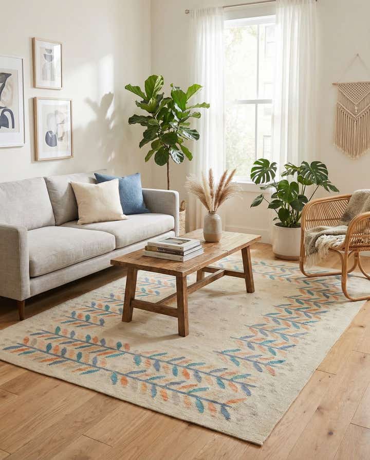 5' 1 x 6' 5 Hand Woven Kilim Modern Wool Rug