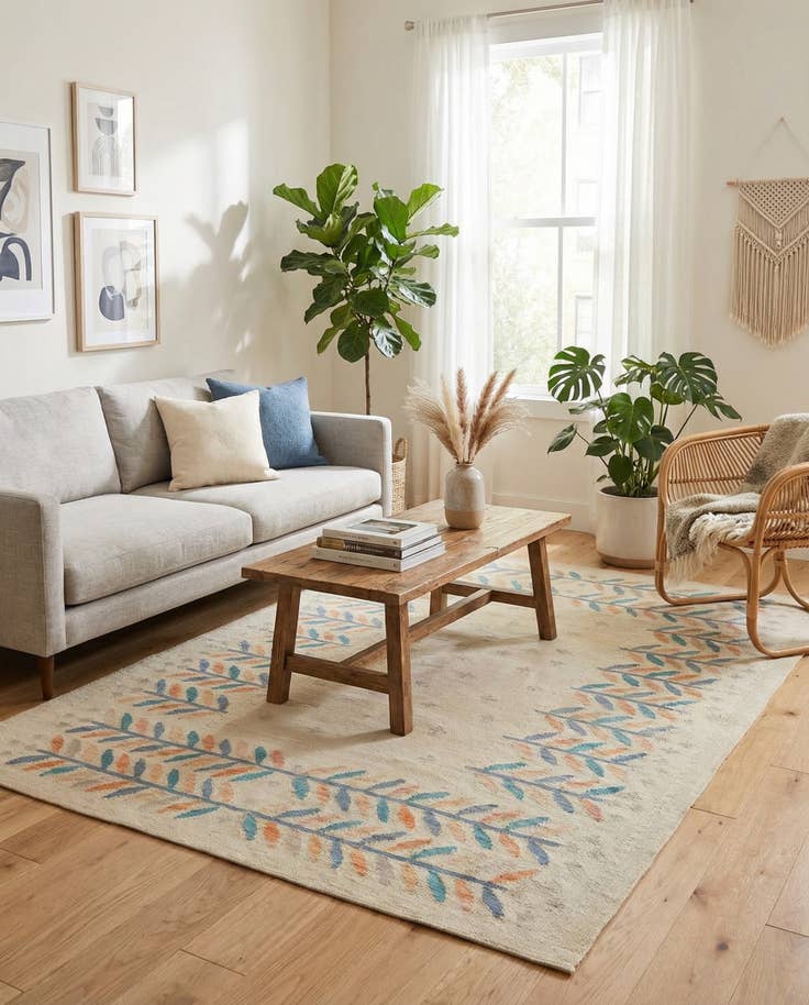 Detail image of 5' 1 x 6' 5 Hand Woven Kilim Modern Wool Rug