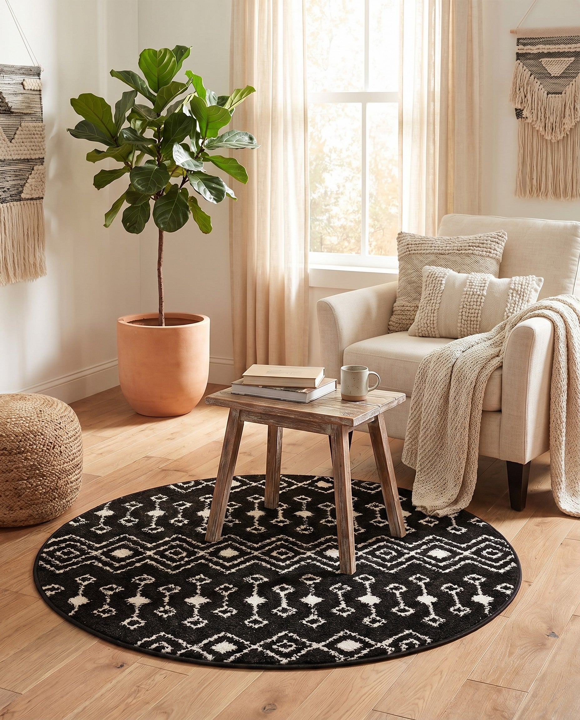 3' x 3' Moroccan Trellis Round Rug