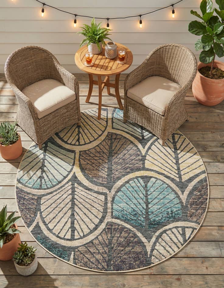 Detail image of 6' x 6'  Washable Casablanca Indoor / Outdoor Round Rug