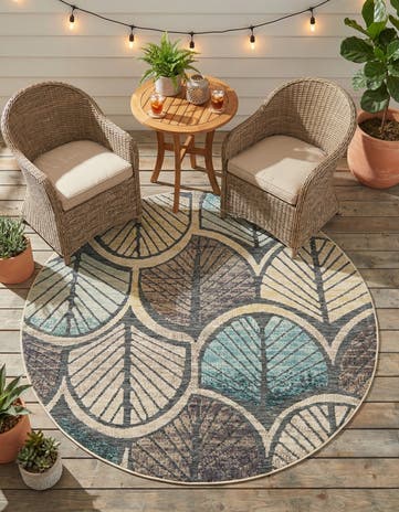 6' x 6' Easy-Clean Casablanca Indoor / Outdoor Round Rug