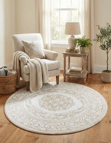 Snow White Hermitage Round Rug