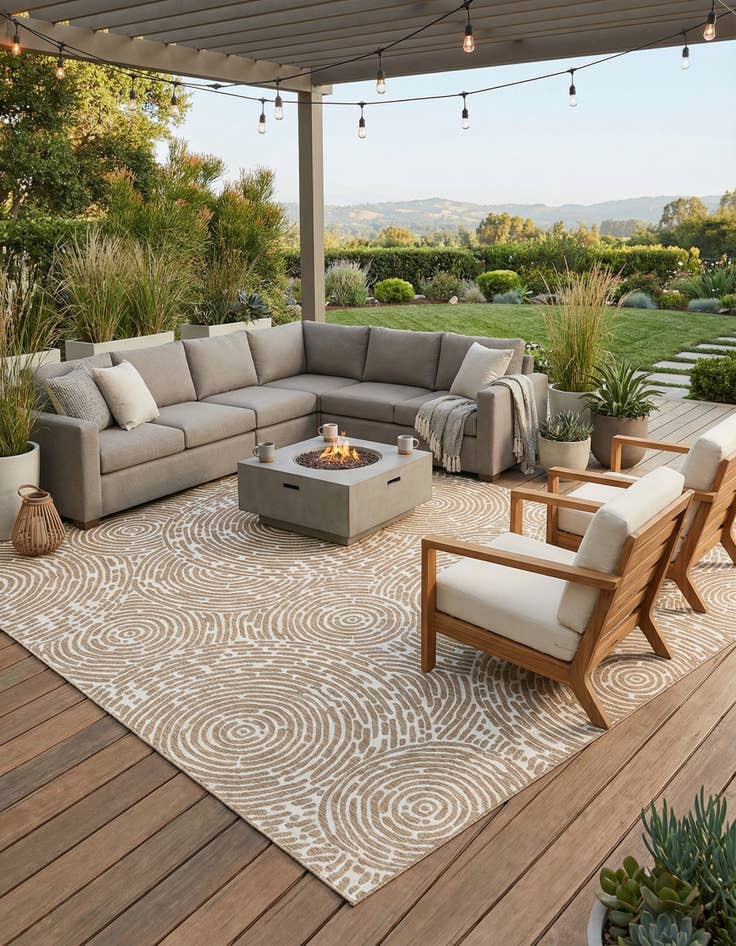 Detail image of 13' x 13' Easy-Clean Modern Indoor / Outdoor Square Rug