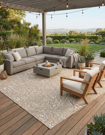 Taupe Easy-Clean Modern Indoor / Outdoor Square Rug