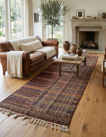 4' 5 x 13' 3 Hand Woven Kilim Fars Wool Runner Rug