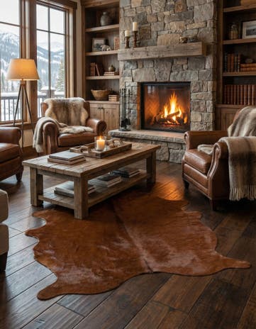 5' 1 x 5' 10 Cowhide Leather Rug