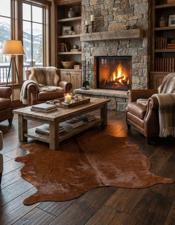 5' 1 x 5' 10 Cowhide Leather Rug