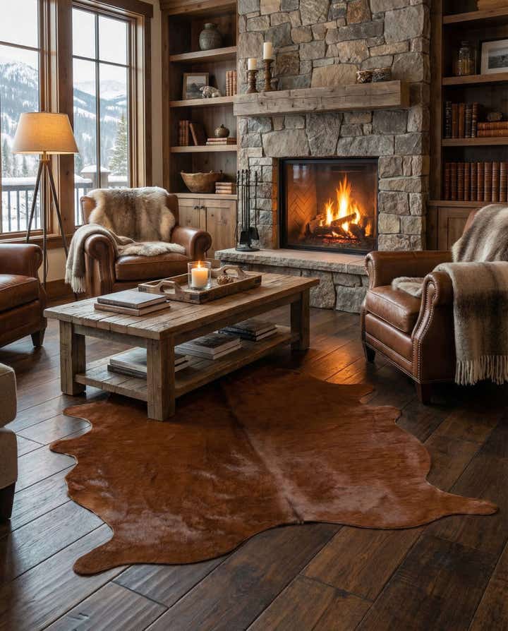 5' 1 x 5' 10 Cowhide Leather Rug