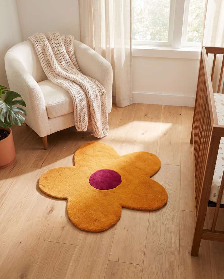 3' 1 x 3' 1 Happy Rugs Funky Flower Wool Round