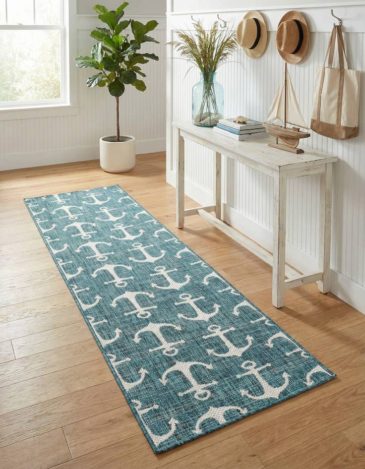 Detail image of 2' x 8'  Washable Coastal Indoor / Outdoor Runner Rug