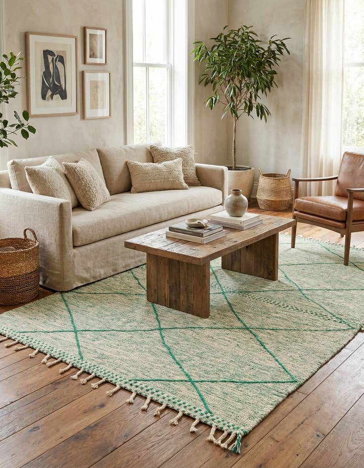 Detail image of 5' 9 x 8' 11  Hand Knotted Moroccan Wool Rug