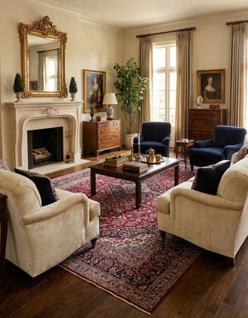 9' 7 x 13' 3 Hand Knotted Kashan Persian Wool Rug