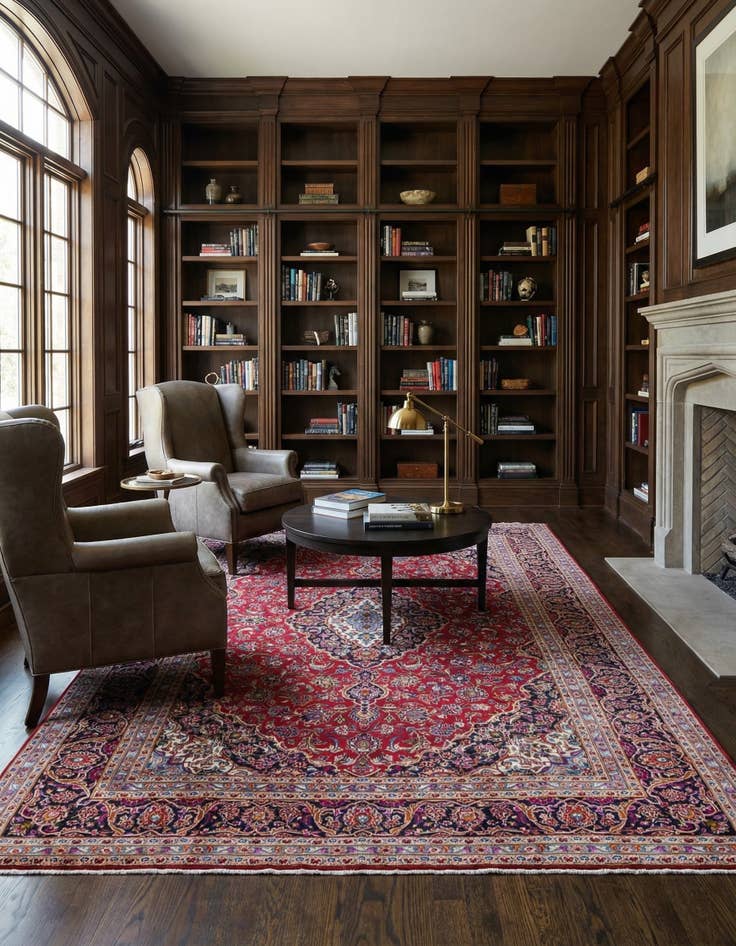 Detail image of 9' 9 x 13' 2  Hand Knotted Kashan Persian Wool Rug