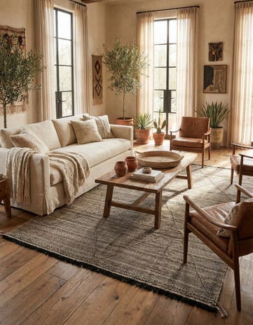 6' 9 x 9' 7 Hand Knotted Moroccan Wool Rug