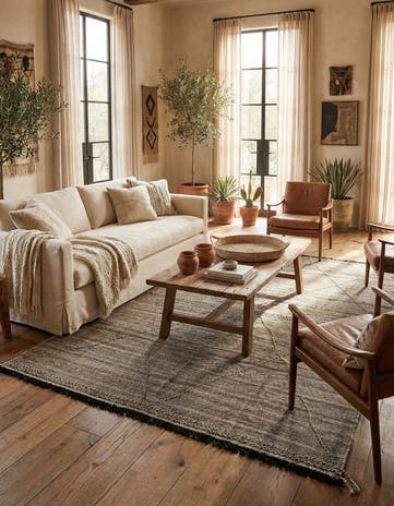 6' 9 x 9' 7 Hand Knotted Moroccan Wool Rug