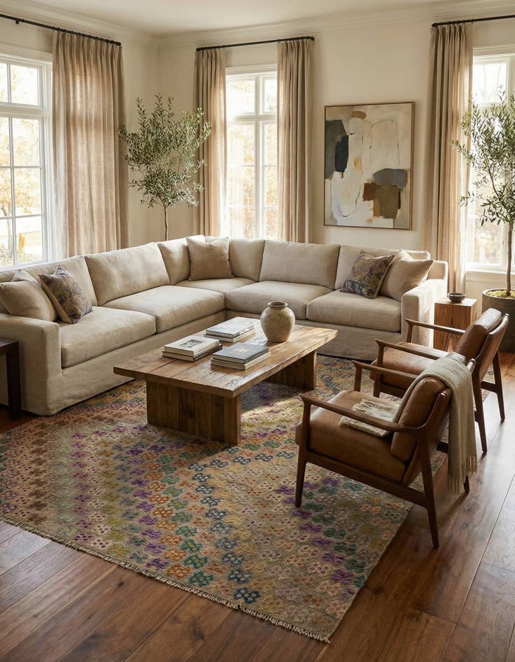 Detail image of 10' 9 x 13'  Hand Woven Kilim Modern Wool Rug