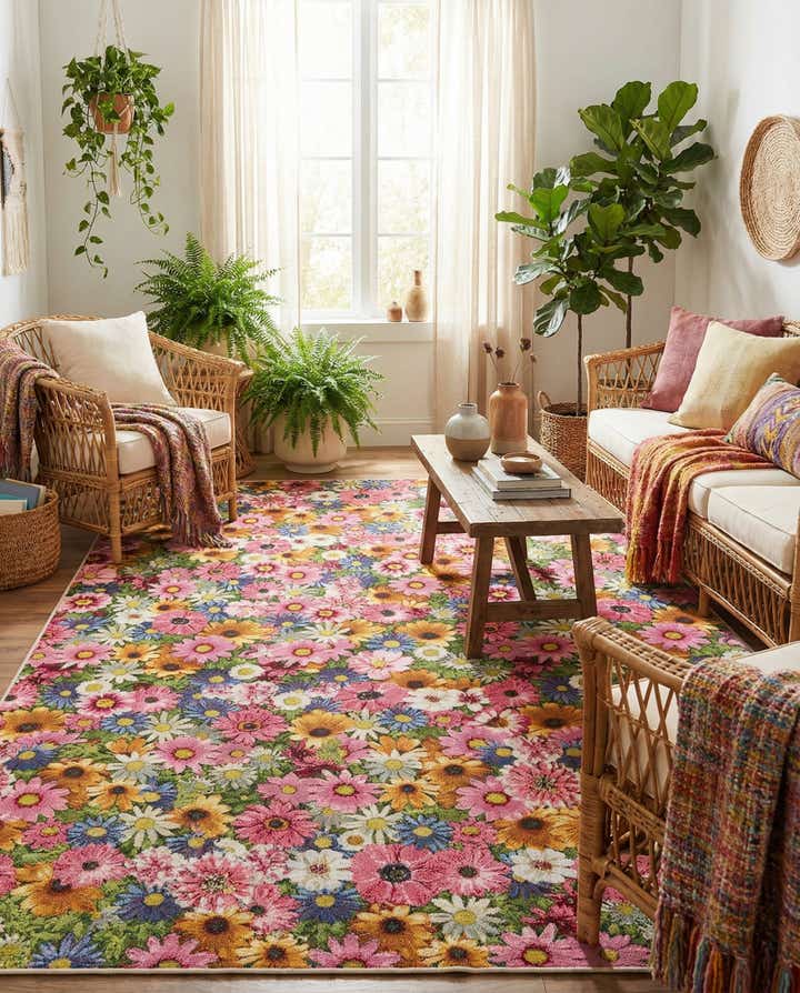 7' x 10' Easy-Clean Botanical Indoor / Outdoor Rug