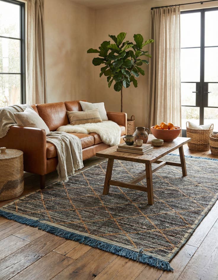 Detail image of 6' 3 x 9' 7  Hand Knotted Moroccan Wool Rug