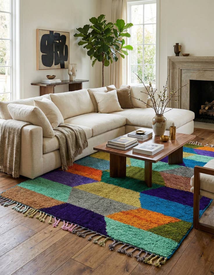 Detail image of  6' 10 x 9' 7  Hand Knotted Moroccan Wool Rug