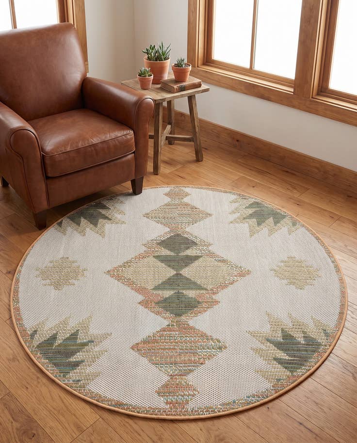 Vue détaillée : 160cm x 160cm Facile à nettoyer Baja Tapis Intérieur / Extérieur Rond