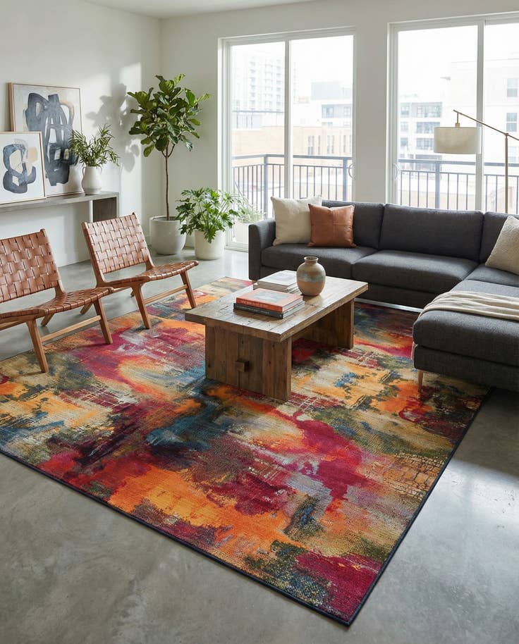 Detail image of 9' x 12' Easy-Clean Modern Indoor / Outdoor Rug