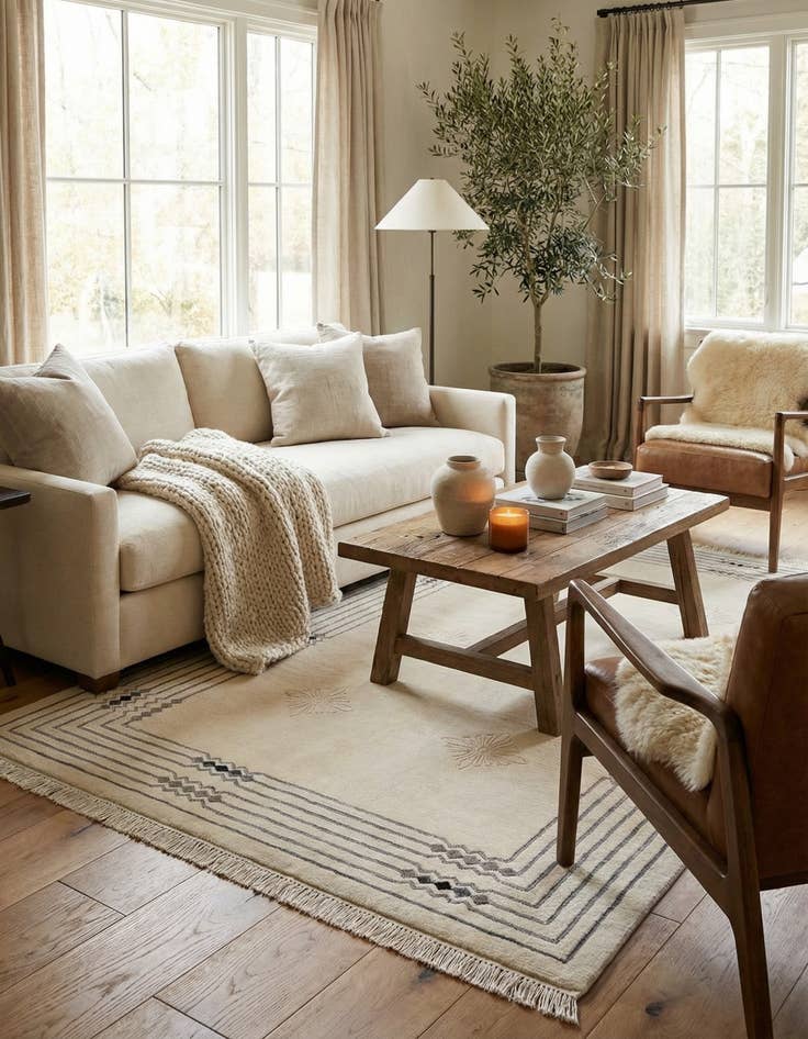 Detail image of  4' 6 x 6' 8  Hand Knotted Darya Wool Rug