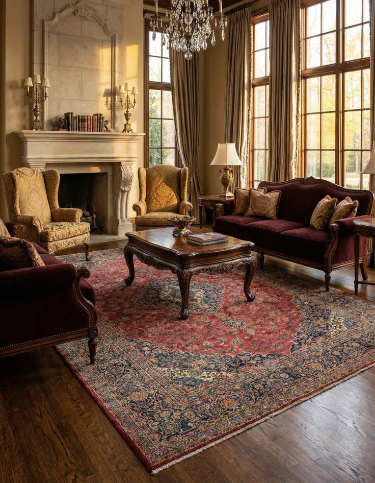 Detail image of 9' 9 x 12' 10  Hand Knotted Kashan Persian Wool Rug