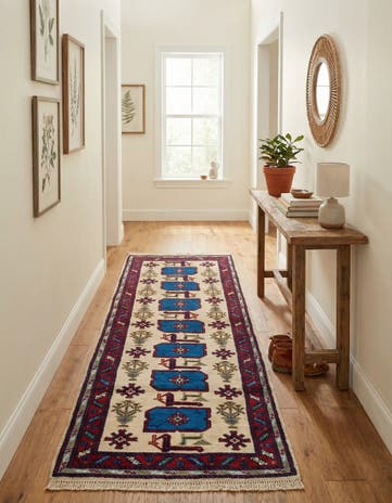 3' 4 x 9' 6 Hand Knotted Moroccan Wool Runner Rug