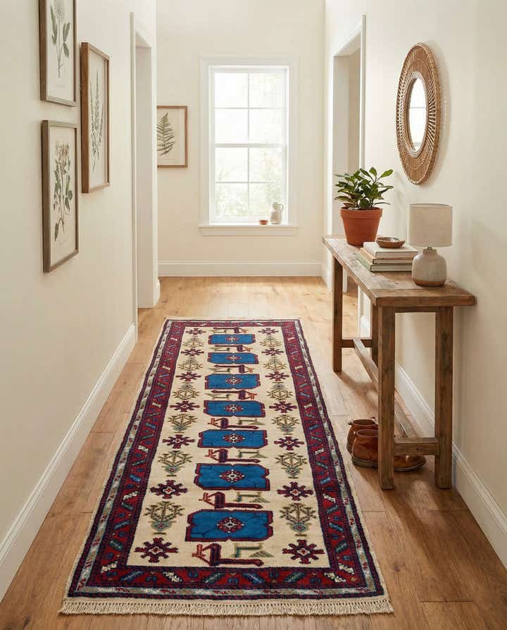 3' 4 x 9' 6 Hand Knotted Moroccan Wool Runner Rug