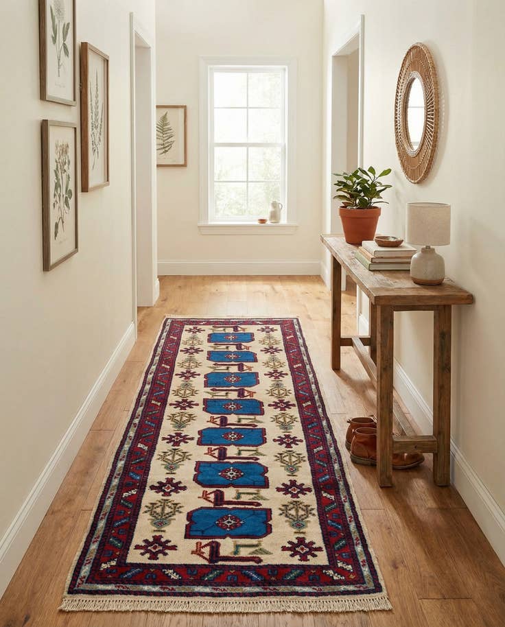 Detail image of 3' 4 x 9' 6 Hand Knotted Moroccan Wool Runner Rug