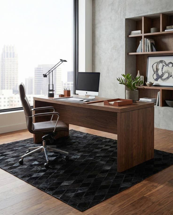 Detail image of 4' 7 x 6' 7 Cowhide Stocks Rug