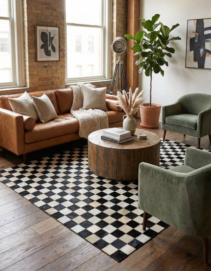 Detail image of 4' 9 x 6' 8 Cowhide Stocks Rug