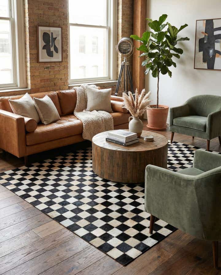 4' 9 x 6' 8 Cowhide Stocks Rug