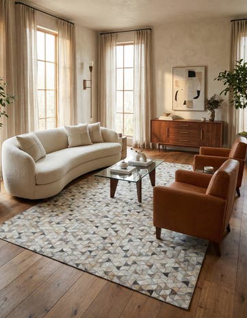 5' 2 x 8' Cowhide Leather Rug