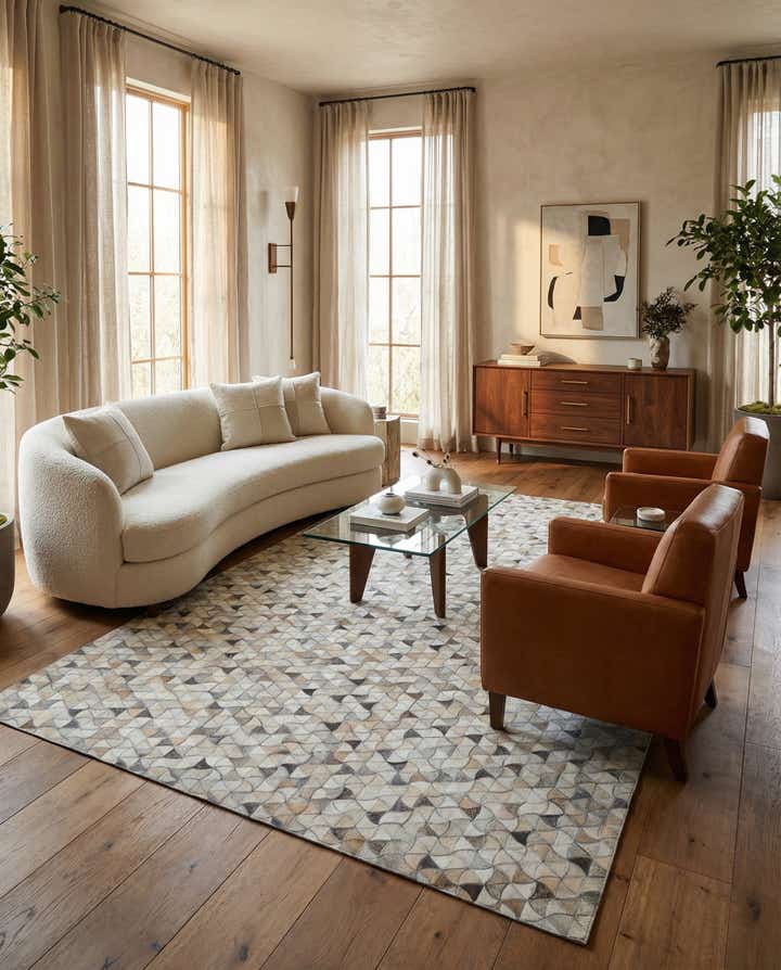 5' 2 x 8' Cowhide Leather Rug