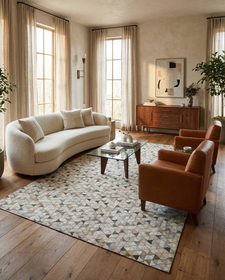 Detail image of 5' 2 x 8' Cowhide Leather Rug