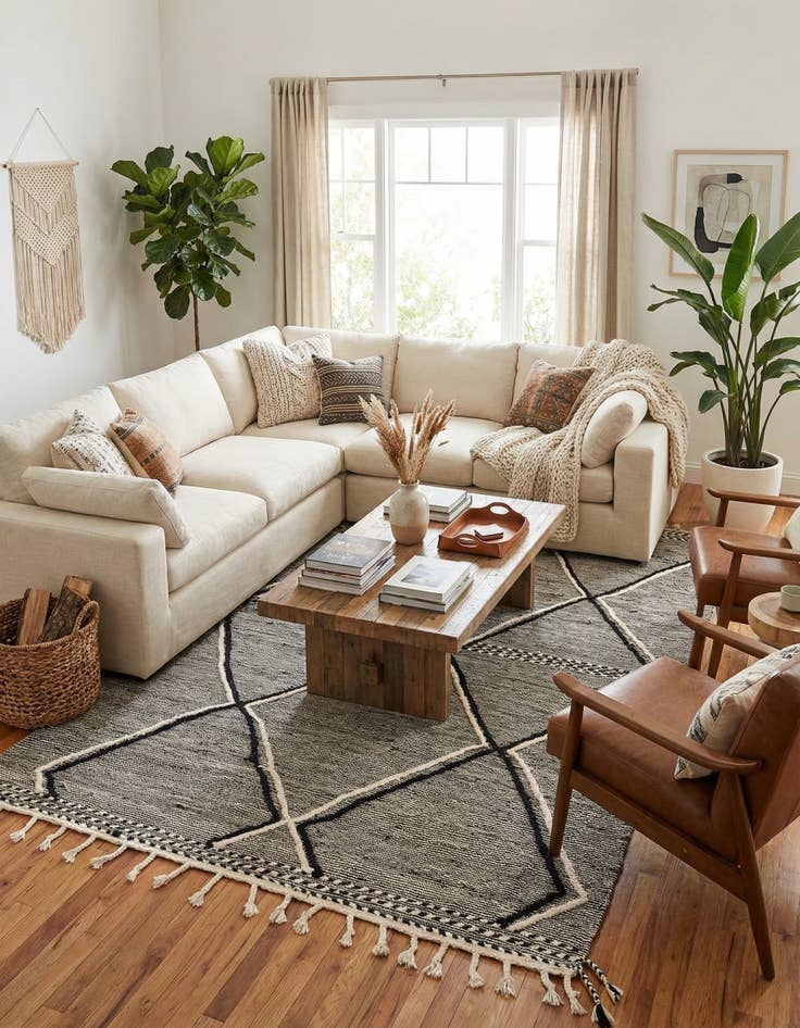 Detail image of 6' x 9' 10  Hand Knotted Moroccan Wool Rug