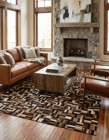 4' 11 x 7' 10 Cowhide - Patchwork Rug